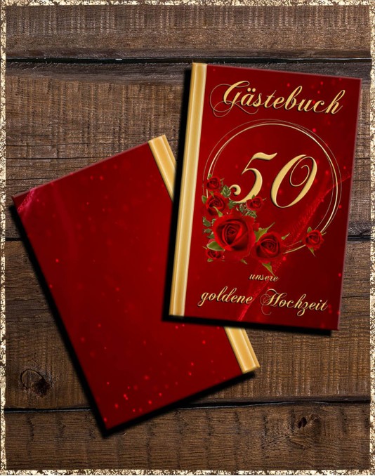 50 Jahre - goldene Hochzeit - Gästebuch dunkelrot